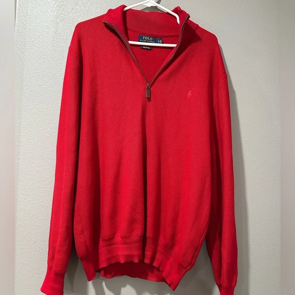 Polo Ralph Lauren Men's Red Sweater. Pimacotton
